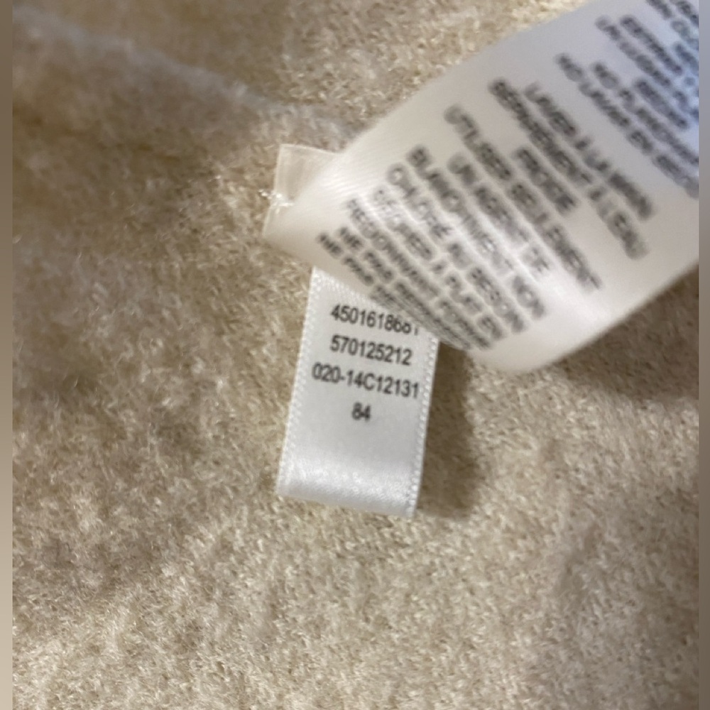 Chico’s 100% Wool Cardigan Jacket Beige Metallic Shimmer Open Front Size 1 - Picture 9 of 10